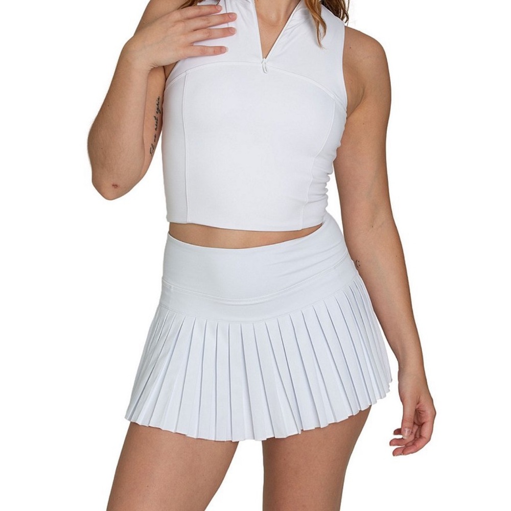 Gold Hinge Pleated Tennis Mini Skirt